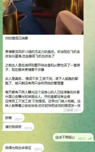 你的提成已消费：柬埔寨龙凤轩12楼的无实力的盘总。